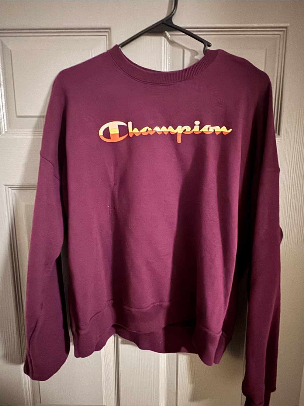 Champion Women's Maroon Crewneck with Gold Script Logo